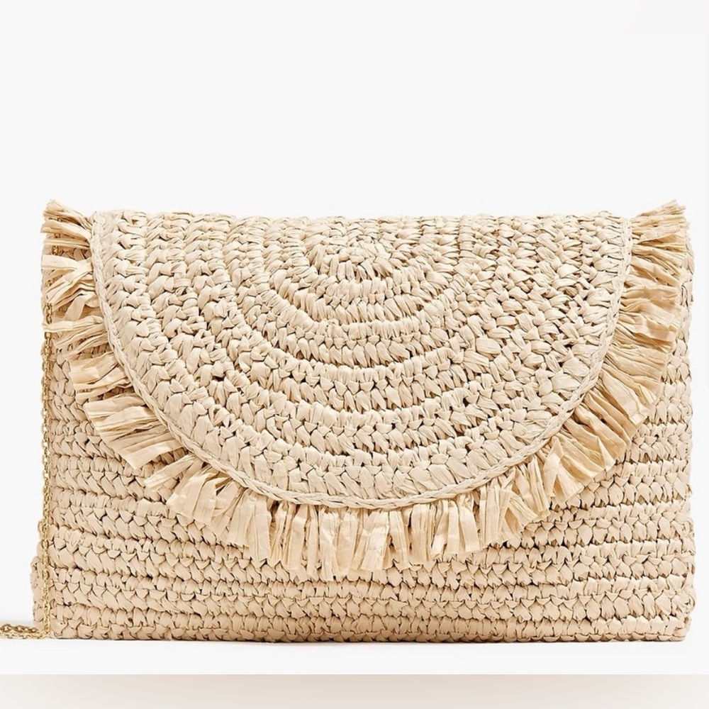 NWT J.Crew Paper Straw Clutch